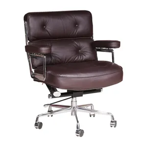 Alüminyum alaşımlı çerçeve deri döner yumuşak ped sandalye modern siyah ucuz yönetici ofis lobi sandalyeler