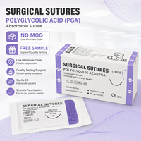 Kit de Suture Chirurgicale Vétérinaire PGA avec Aiguille Stérile EO et Fil, Boîte de 12 Pièces Résorbables pour la Fermeture des Plaies d'Animaux
