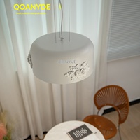 Lampu Gantung Restoran Besi Seni Setengah Lingkaran Gaya Krim Prancis Lampu LED Putih Hangat Mawar untuk Kamar Tidur, Ruang Belajar, Kafe, Bar