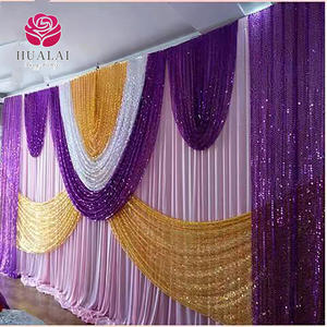 फ़ैक्टरी मूल्य लक्जरी विवाह समारोह रिसेप्शन स्टेज सजावट कस्टम ब्लिंग चमकदार सेक्विन स्वैग पर्दा पर्दे पृष्ठभूमि - Product Image 3