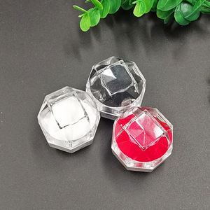 Acrylic flip-top jewelry <b>box</b>, small octagonal transparent crystal ring <b>box</b>, jewelry <b>box</b>, <b>earring</b> <b>box</b> - Product Image 2