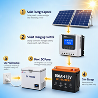 Congélateur profond 280L alimenté par énergie solaire 12V avec contrôle de température réglable pour usage domestique et automobile, fonctionne sur batterie