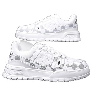 Baskets Chunky pour Hommes à Carreaux, Bout Rond, à Lacets, Plateforme, Semelle Extérieure en Caoutchouc Amortie, Doublure en Maille, Mode Automne - Product Image 5