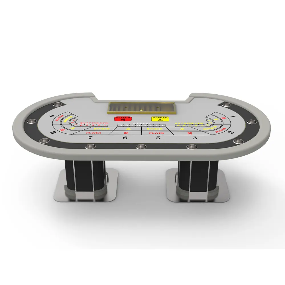 新しいデザインのゴールデンセットカジノ機器高級ギャンブルバカラポーカーテーブル、ディーラーキャビネット付き