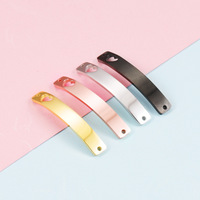 Conector de Barra Curva Arcoíris con Nombre Personalizado, Conector de Pulsera de Corazón, Acero Inoxidable, Rectángulo en Blanco para Pulsera, Fabricación DIY