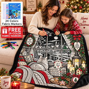 Custom Christmas Coloring Throw <b>Blanket</b> Plush DIY With 24 Color Markers Soft Flannel Graffiti <b>blanket</b> For Winter Season - Product Image 3