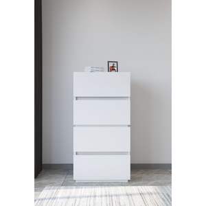 Cómoda Moderna Galata de 4 Cajones, Diseño Nórdico Elegante, Mesa de Noche de Madera Blanca, Material de MDF, Roble y Hierro, Mueble de Almacenamiento para Dormitorio - Product Image 6