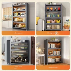 Nhiều lớp thép kệ sách lật cửa tủ chống bụi sàn nhà bếp-đứng lò lưu trữ giá giỏ hàng nhà bếp đảo xe đẩy - Product Image 4