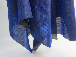 Tul estrellado azul real unido con tela satinada brillante para vestido de moda - Product Image 3