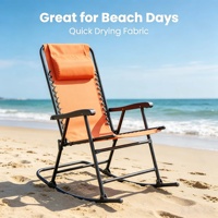 Chaise de camping pliable moderne en gros, avec cadre en acier inoxydable durable, tissu Teslin écologique, chaise à bascule zéro gravité