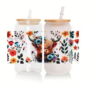 Diseño gratuito personalizado 3D UV para DTF Cup Wrap Transfers 16oz impermeable silicona Logo calcomanías Plastisol Navidad transferencia impresión - Product Image 3