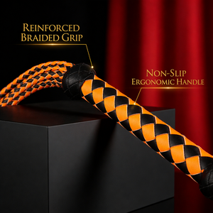<span class=keywords><strong>Fouet</strong></span> d'entraînement exquis tressé à la main en cuir noir et orange, 9 queues, <span class=keywords><strong>fouet</strong></span> portatif, entrepôt USA, vente en gros, artisanat BDSM - Product Image 6