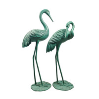 Statues d'héron en aluminium, sculpture de grue en métal, paire, ornement de jardin extérieur, étang, pelouse, décoration vintage rustique, oiseau aquatique, cadeau