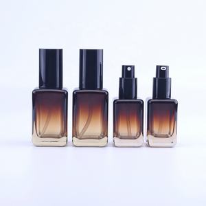 Colore sfumato marrone 30ml 50ml flacone rettangolare per lozione cosmetica flacone in vetro per profumo con pompa a pressione da 1oz - Product Image 2