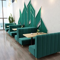 Ensemble de canapés et tables de restaurant de la série moderne, nouveau design, café en plein air, cuisine, club, café, bois massif, tissu PU carré
