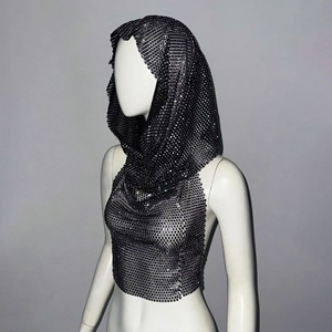 <strong>Women's</strong> <strong>Mesh</strong> Rhinestone Fishnet Club Outfit Beach Bikini Cover Ups Night Out <strong>Shiny</strong> Hoody <strong>Vest</strong> - Product Image 3