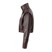 Nouvelle veste en cuir pour femme, style blouson court, en cuir d'agneau véritable grainé, à porter sur l'épaule, idéale pour les soirées