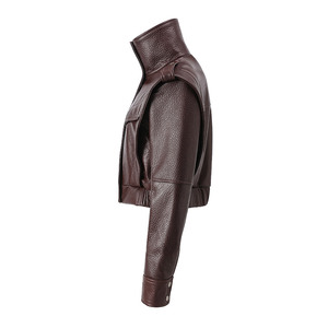 Nuova <span class=keywords><strong>Giacca</strong></span> in Vera Pelle di Pecora con Grana Goffrata, <span class=keywords><strong>Oversize</strong></span>, Stile Blouson Corto da Donna per Feste - Product Image 2