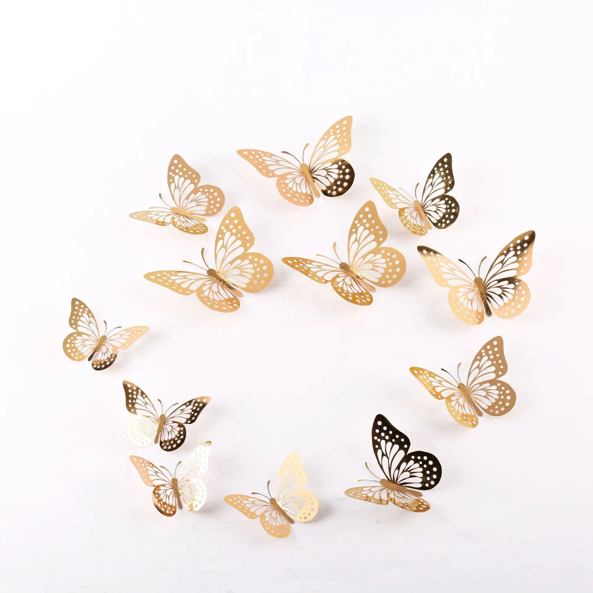 Hollow Butterfly 3D Hollow Metal Butterfly Wall Decoration Home Living Room Three-dimensional Butterfly Decoration Sticker