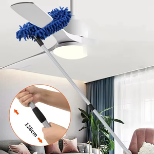 Ventilateur de plafond nettoyant le plumeau de chenille pliable en microfibre avec poteau de fer extensible pour un usage domestique - Product Image 1