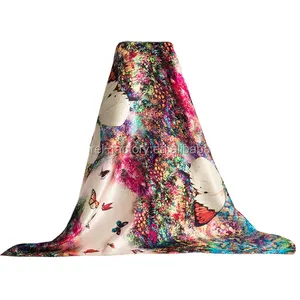 Designer personnalisé imprimé 100% pur naturel impression numérique soie sergé designer luxe doux foulard en soie
