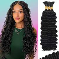 Cheveux humains vierges brésiliens bouclés pour tressage, style bohème sans nœuds, qualité 12A, ondulations profondes, en vrac, cheveux humains bruts pour tressage, extension de cheveux.