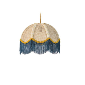 Lustre bohème à franges rondes avec franges vertes pour la décoration du salon - Product Image 5