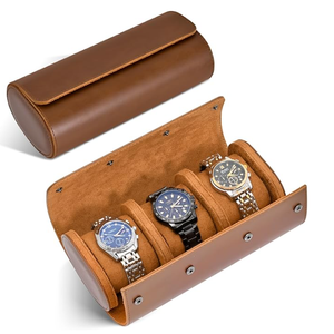Watch Roll Case 3 Watch Storage and Organizer-Secure with <strong>Innovative</strong> Removable Pillows Solid Dividers Watch <strong>Jewelry</strong> Travel <strong>Box</strong> - Product Image 1