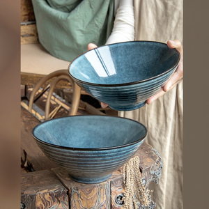 Tazón de Sopa de Cerámica Vintage Personalizado Ecológico de 8 Pulgadas, Color Azul Sídney, Forma de Sombrero, Moderno, para Fiestas, Uso Comercial y Doméstico, <span class=keywords><strong>Lamian</strong></span> - Product Image 1
