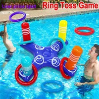 Jeu de lancer d'anneaux gonflables pour piscine, idéal pour les fêtes et le sport aquatique, jouets flottants pour adultes, accessoires aquatiques, fournitures de plage avec 4 boucles