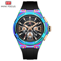 MINI FOCUS Jam Tangan Kuarsa Multifungsi untuk Pria Jam Tangan Olahraga Silikon Mewah Bermerek Teratas Jam Tangan Pria Jam Tangan Chronograph Modis