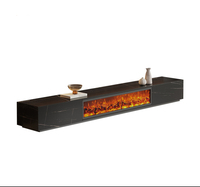 Meuble TV moderne avec flamme simulée, armoire décorative, design de cheminée électrique, table basse avec plateau en marbre rocheux