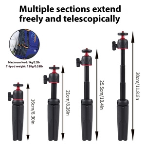 Portable Mini Desktop Tripod Stand <strong>Extendable</strong> Plastic Extension Rod for Video Photo Shooting for Mirrorless Camera Phone Webcam - Product Image 4
