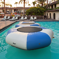 Trampoline aquatique gonflable, plateforme de plongée et d'éclaboussures, échelle, diamètre 3m, matériau PVC, certifié CE, usage commercial et en station balnéaire
