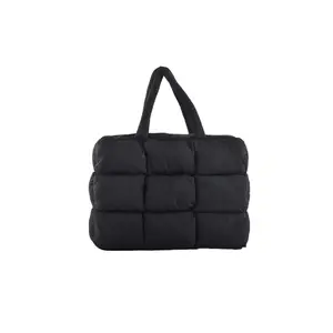 Thiết Kế Mới Túi Lớn Bông Túi Xách Puffy Trọng Lượng Nhẹ Mùa Đông Đệm Lưới Satchel Cho Phụ Nữ Dễ Thương Nóc Mang Theo Trên Túi Tote