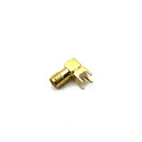 Conector SMA Hembra de Fábrica, Ángulo Recto de 90 Grados, Adaptador de Conector RF con Brida para Panel PCB, Conectores Coaxiales