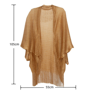 Khăn choàng dài mùa hè bằng cotton Landfond dành cho nữ, màu trơn, chất liệu trong suốt, kiểu dáng xẻ tà, giá rẻ, mát mẻ, kiểu poncho đi biển có tua rua - Product Image 6