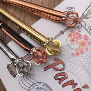Cadeaux de mariage personnalisés populaires, stylo en métal, stylo à bille avec couronne en cristal - Product Image 6