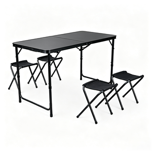 Portable Folding Camping <b>Table</b> Set, Lightweight Foldable <b>Table</b> with 4 Folding Stools for Outdoor <b>Activities</b> - Product Image 3