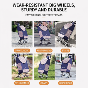 Carrito de Compras Plegable Ligero Xinanda de Aleación de Aluminio, Carrito para Subir <span class=keywords><strong>Escaleras</strong></span>, Portátil, con Bolsa de Tela - Product Image 5