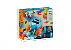 Ensemble de voitures jouets sur rail modulable, 46 pièces, en plastique, à assembler, pour enfants de 2 à 4 ans, thème transport, sans piles, modèle n° 098 - Product Image 1