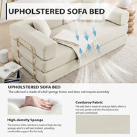 Sofá Cama Convertible Minimalista, Cama Extraíble, Colchón Plegable para Piso, Cojín sin Brazos, Respaldo Fijo, Estructura sin Ensamblaje