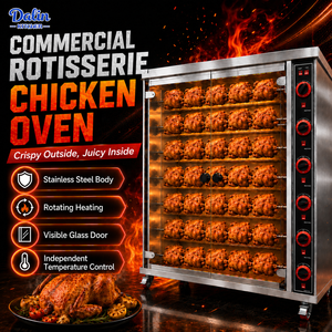 Forno Verticale Commerciale per Polli, Macchina Rotante a Gas per Arrosto, Griglia Automatica per Pollame in Acciaio Inox a Doppia Porta - Product Image 1
