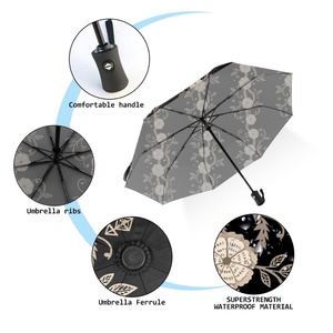 Fully <b>Automatic</b> Folding Golf Straight <b>Umbrella</b> Pongee Fabric Lightweight Compact Travel Durable Weatherproof Rain Gear for - Product Image 5