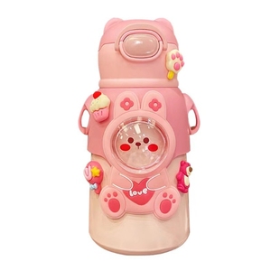 <b>Cute</b> Portable Stainless Steel Vacuum Water Bottle Kids Dinosaur Thermos <b>Mug</b> Straw Acrylic Leak-Proof 6-12 Hours Insulation Back - Product Image 4