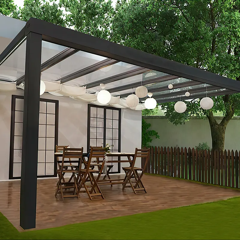 Pergola en aluminium moteur électrique pergola gazebo hangar 10x10 LED jardin gazebo extérieur rétractable étanche meubles de jardin