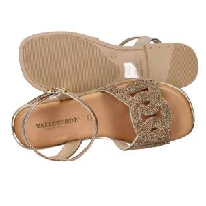 Valleverde Women's Solid Summer <b>Flat</b> Sandal with Rhinestone Open <b>Toe</b> Bronze 37 Low Heel 1.5 Cm - Product Image 6