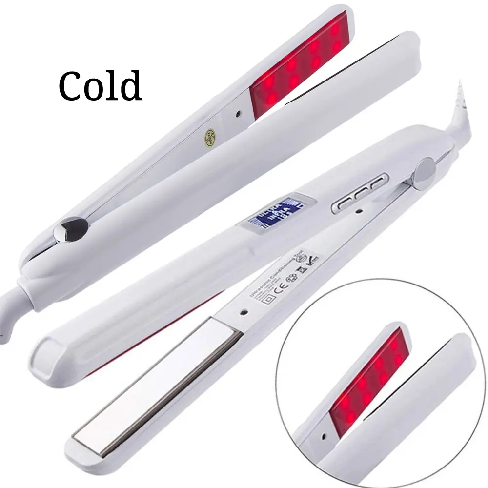 plancha de para pelo Ultrasonic Infrared Keratin Cold Hair Straightener Flat Iron for Hair Care Iron