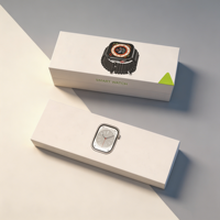 Boîte électronique noire mate de qualité supérieure en gros, avec graphismes personnalisés, boîte en carton rigide en deux parties pour l'emballage de montres de luxe