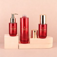 Flacon pompe à lotion en verre à base épaisse 100 ml, pot cosmétique rouge premium pour fille 30 g 30 ml, emballage vide pour parfum, vente en gros en vrac